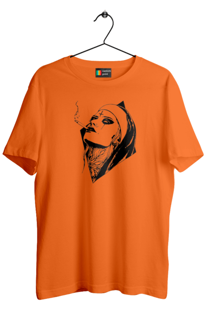 Men`s t-shirt with prints Nun. Cigarettes, cool, girl, tattoo. 2070702