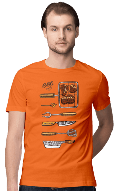 Футболка чоловіча з принтом "Барбекю Паті". Барбекю, м`ясо, смажити. 2070702