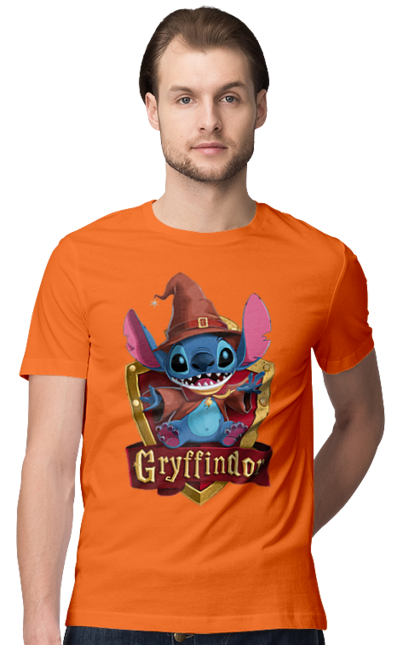 Men's t-shirt with prints Stich Gryffindor. Faculty, franchise, gryffindor, harry potter, hogwarts, stich. 2070702