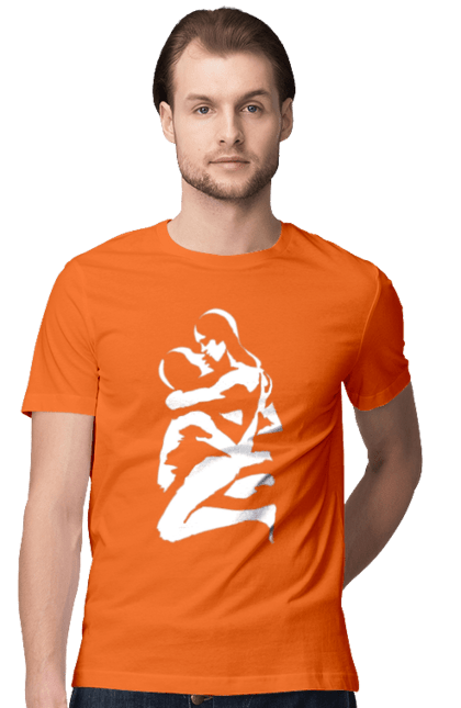 Футболка чоловіча з принтом "Білі Тіла". Жінка, контур, тіла, чоловік. 2070702