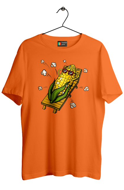 Футболка чоловіча з принтом "Кукурудза Загоряє На Лежаках". Кукурудза, лежак, попкорн. 2070702
