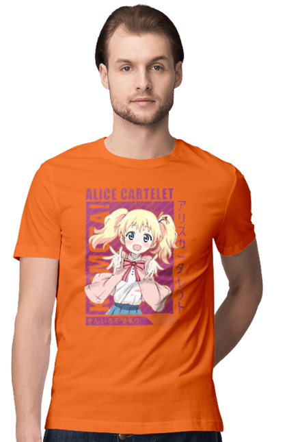 Men's t-shirt with prints Kiniro Mosaic Alice Cartelet. Alice, alice cartelet, anime, gold mosaic, kiniro mosaic, kinmoza, manga. 2070702