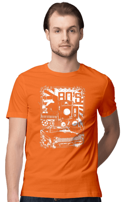 Футболка чоловіча з принтом "80 Е, Машина І Музика". 80, 80ті, машина, музика. 2070702