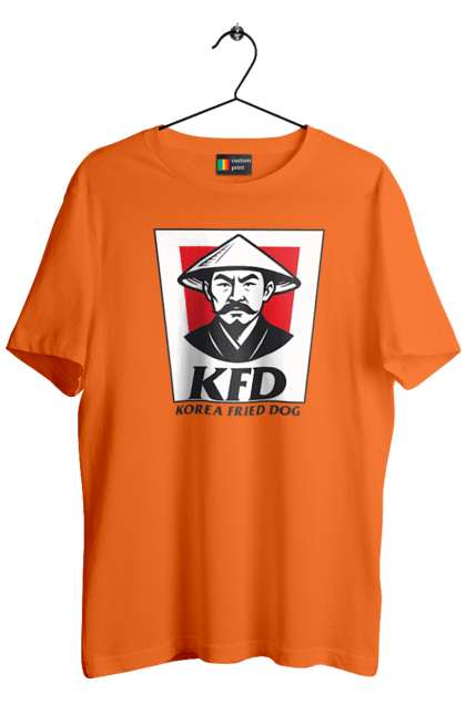 Футболка чоловіча з принтом "Korea Fried Dog". Бренди, гумор, жартівливі, кфц, літні, прикольні, смішні, фаст-фуд. 2070702