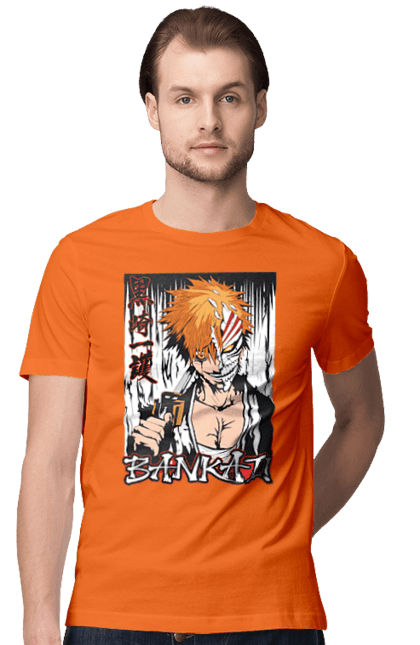 Футболка мужская с принтом Блич Ичиго Куросаки. Anime, bleach, ichigo kurosaki, manga, аниме, блич, ичиго, ичиго куросаки, манга. 2070702