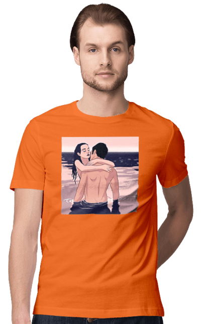 Футболка чоловіча з принтом "Парочка Обнімається В Річці". Голо, кохання, пара. 2070702
