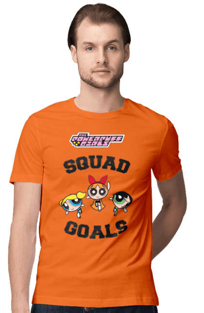 Men's t-shirt with prints Powerpuff Girls. Animated series, blossom, bubbles, buttercup, cartoon network, cool girls, heart, powerpuff girls. 2070702