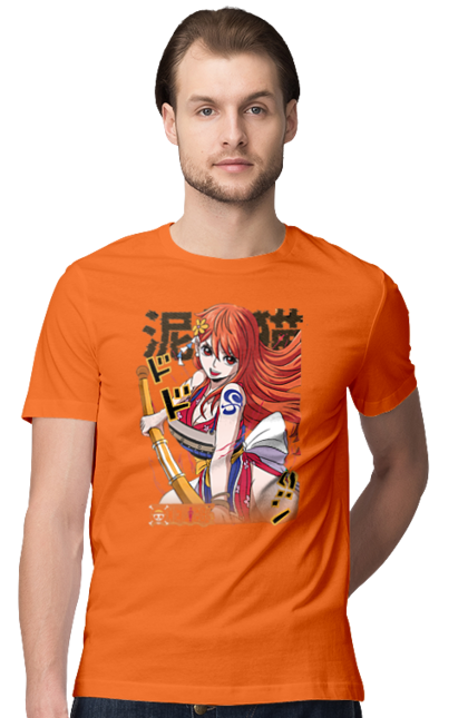 Men's t-shirt with prints One Piece Nami. Anime, cat burglar, manga, nami, one piece, straw hat pirates. 2070702