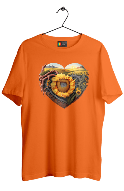 Футболка чоловіча з принтом "Символи України". Небо, поле, пшениця, символи україни, соняшник, україна. 2070702