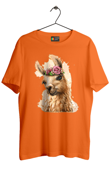 Футболка чоловіча з принтом "Лама Портрет". Лама, портрет, тварина. 2070702