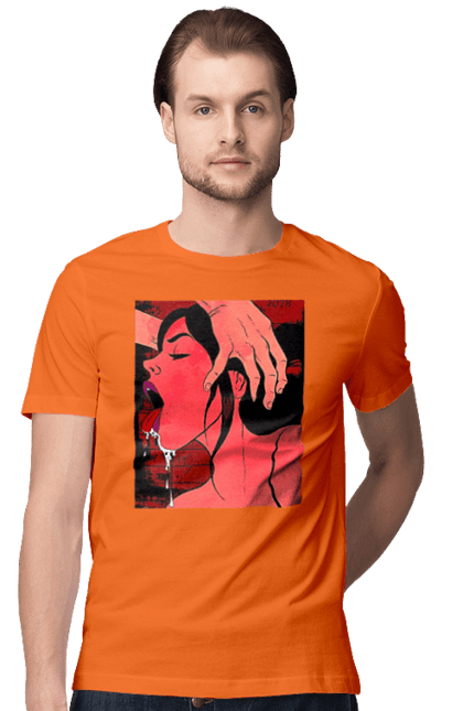 Футболка чоловіча з принтом "Дівчина Смокче Зі Слиною". Секс, смоктати. 2070702