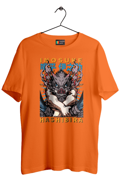 Men's t-shirt with prints Demon Slayer Inosuke. Anime, demon slayer, inosuke, inosuke hashibira, kimetsu no yaiba, manga. 2070702