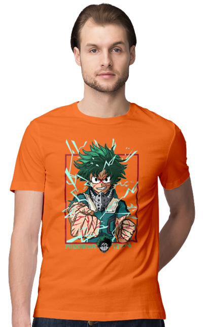 Футболка чоловіча з принтом "Моя академія героїв Мідорія". Izuku, midoriya, my hero academia, аніме, ізуку мідорія, манга, мідорія, моя геройська академія. 2070702