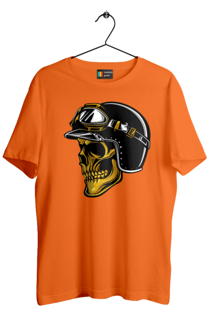 Футболка чоловіча з принтом "Череп в мотошоломі". Крутий, очі, череп, шолом. 2070702