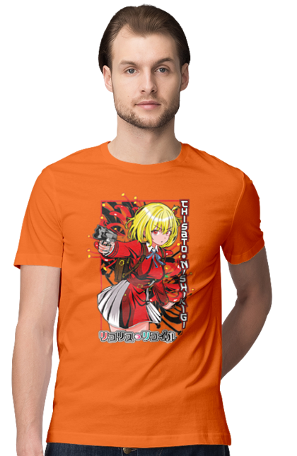 Men's t-shirt with prints Lycoris Recoil Chisato Nishikigi. Agent, anime, chisato nishikigi, lycoris recoil, manga. 2070702