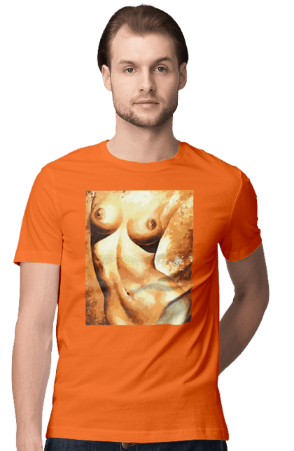 Футболка чоловіча з принтом "Краса тіла". Вигини жіночого тіла, грація тіла, груди, жіноче тіло, жіночі груди, краса тіла. 2070702