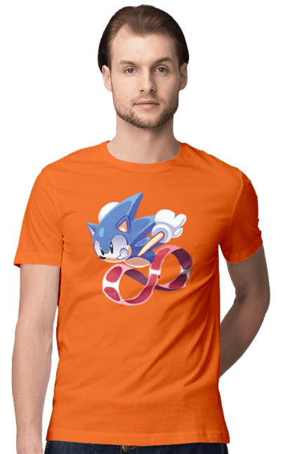 Футболка чоловіча з принтом "Соник". Sega, гра, сонік. CustomPrint.market