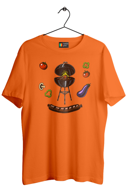 Футболка чоловіча з принтом "Барбекю Сосиска". Барбекю, гриль, смажити, сосиска. 2070702