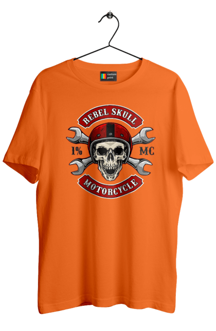 Men`s t-shirt with prints skull motorist. Amateur, helmet, motorcycle, skull. 2070702