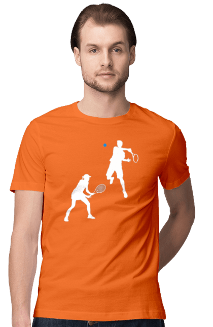 Футболка чоловіча з принтом "Теніс". Великий теніс, гравці, грунт, м`яч, призовий фонд, ракетка, спонсор, турнір на ґрунті, турнірна сітка, хард. 2070702