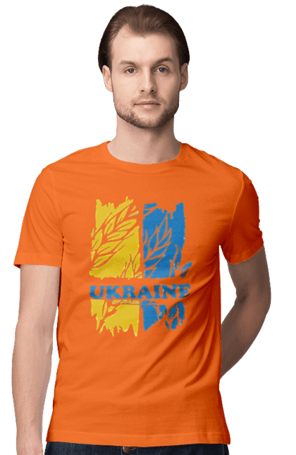 Футболка чоловіча з принтом "Україна колоски пшениці". Колоски пшениці, символ україни, україна, україна колоски пшениці, українська символіка. 2070702