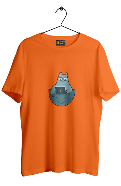 Футболка чоловіча з принтом "Кіт програміст". Angular, c, css, html, it, javascript, jquery, php, python, react, svelt, vue, айтишник, айті, гумор, код, кодувати, прогер, програміст, програмісти, ти ж, ти ж програміст, тиж програміст. 2070702