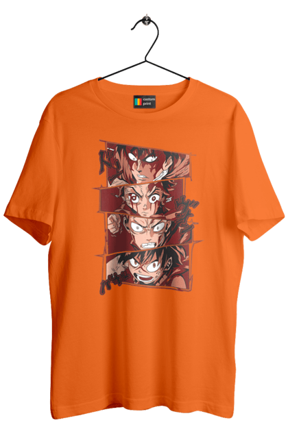 Men's t-shirt with prints Hero Fight. Anime, attack on titan, battle, blade, demon, hero academy, main character, manga. 2070702