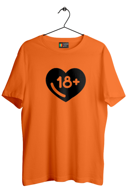 Men`s t-shirt with prints 18+. 18+, black, heart, prohibition, sex. 2070702