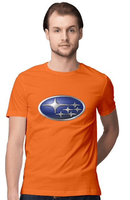 Men`s t-shirt with prints Subaru. Auto, logotype, subaru. 2070702