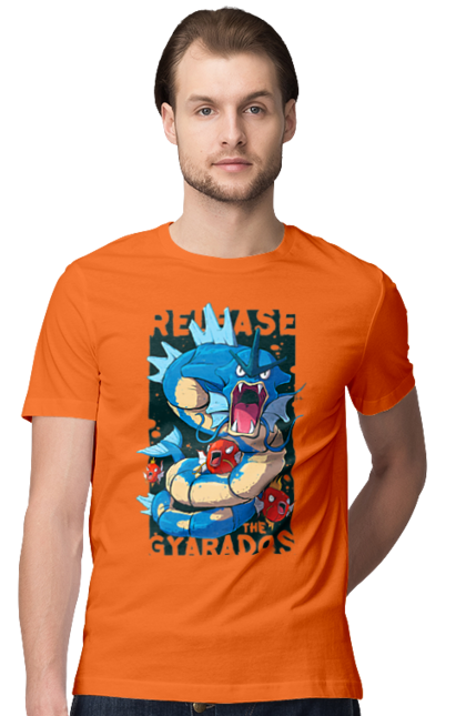 Men's t-shirt with prints Pokemon Gyarados. Anime, games, gyarados, nintendo, pokemon, pokemon go. 2070702