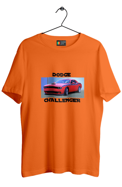 Футболка чоловіча з принтом "Додж челенджер". Авто, автомобіль, американська легенда, додж челенджер, класичний автомобіль, культовий автомобіль, масл кар, потужне авто. 2070702