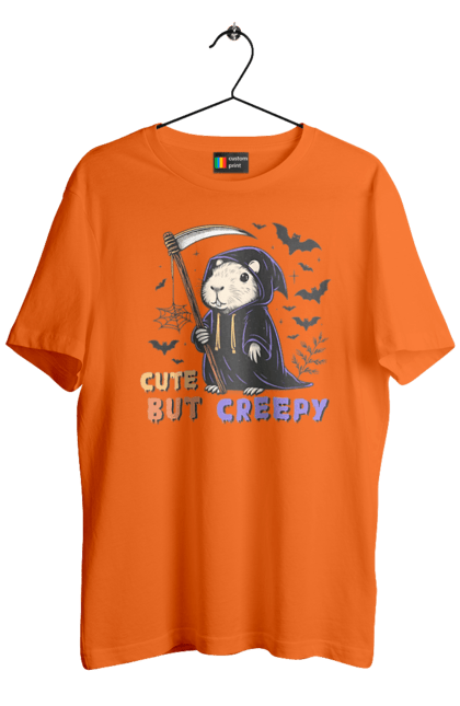 Men's t-shirt with prints Capybara Halloween. Animal, capybara, halloween, holiday, pumpkin, rodent. 2070702