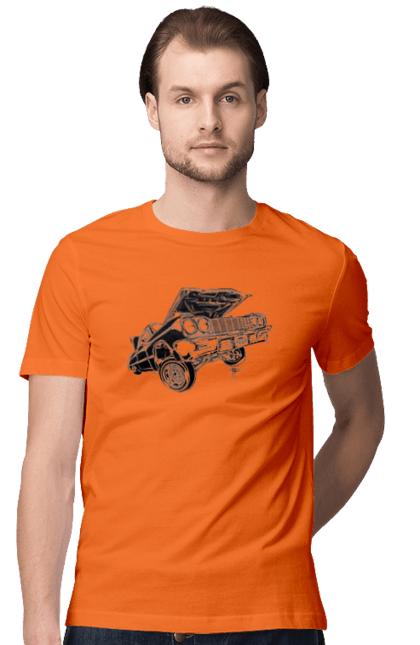 Футболка чоловіча з принтом "Автомобіль". Автомобіль, імпала, класика, лоурайдер, шевроле. 2070702