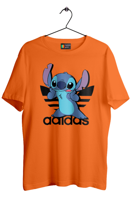 Men's t-shirt with prints Adidas Stich. Alien, cartoon, cinema, disney, film, lilo and stitch, stitch. 2070702