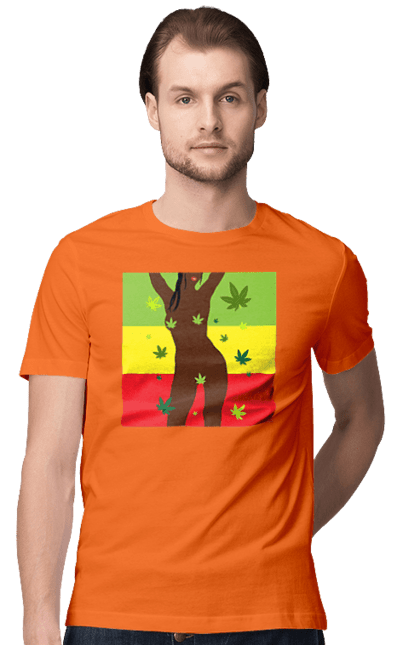 Футболка чоловіча з принтом "Гола Дівчина І Конопля". Гола, конопля, курити, сиськи. 2070702