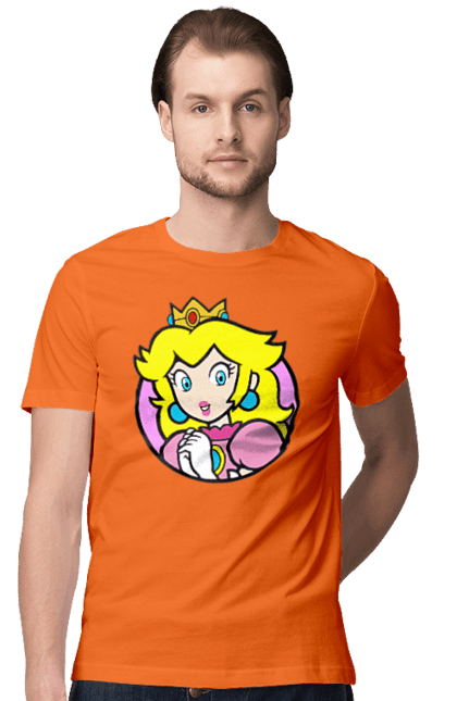 Men's t-shirt with prints Mario Bros. Princess Peach. Character, game, mario, mario bros, nintendo, princess peach, super mario bros. 2070702