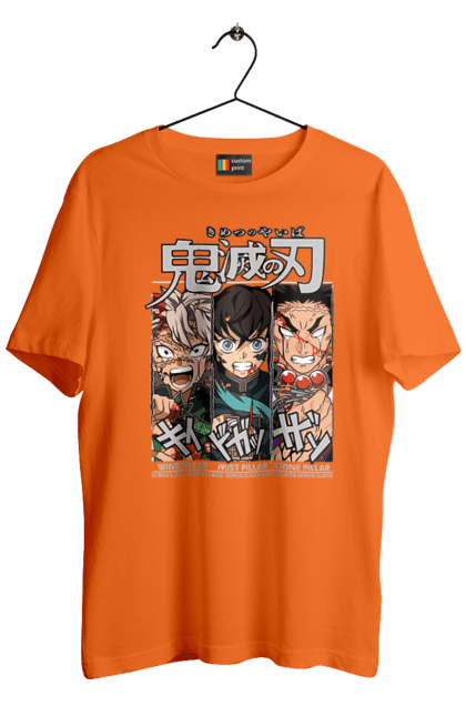 Men's t-shirt with prints Demon Slayer Sanemi Muichiro Gyomei. Anime, demon slayer, gyomei, himejima, kimetsu no yaiba, manga, muichiro, sanemi. 2070702