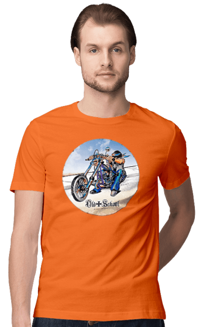 Футболка чоловіча з принтом "Old school". Авто мото, виконавці, мотоцикл, музична група, рок група, старе загартування. 2070702