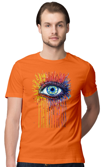 Футболка чоловіча з принтом "Барвисто Тече Око". Очей, фарби. 2070702