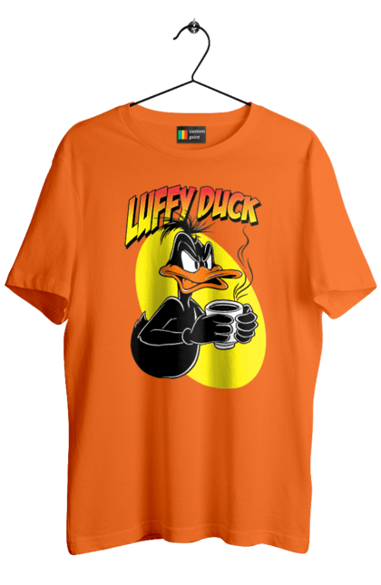 Men's t-shirt with prints Daffy Duck. Cartoon, character, daffy duck, duck, looney tunes, merrie melodies, warner brothers. 2070702