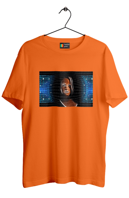 Футболка чоловіча з принтом "Штучний Розум". Айті, айтішник, гик, жінка, знання, інженер, інтелект, кібер, кібернетика, кіборг, код, комп, комп`ютерник, кристал, машинне навчання, мікросхема, мозок, портрет, програміст, професіонал, професія, розробник, розум, світиться, світло, хакер, чіп, штучний інтелект, штучний розум. 2070702