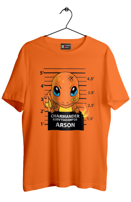 Men's t-shirt with prints Pokemon Charmander. Anime, charmander, games, nintendo, pokemon, pokemon go. 2070702