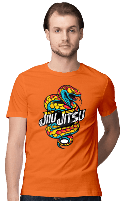 Men's t-shirt with prints Jujutsu. Animal, japan, jiu jitsu, jujutsu, martial arts, ninja, samurai, snake, sport. 2070702