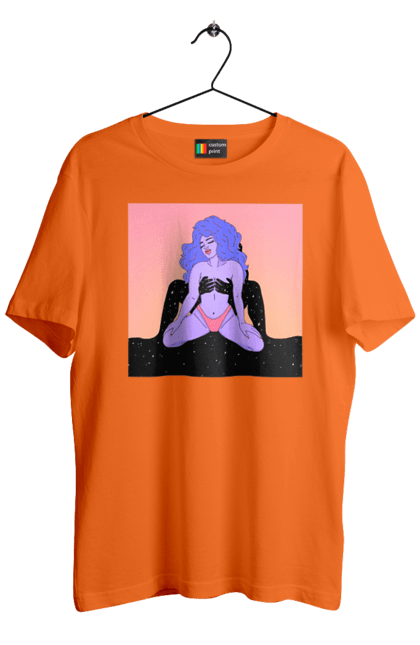 Футболка чоловіча з принтом "Фіолетова Дівчина В Трусиках". Інопланетянка, у трусах. 2070702