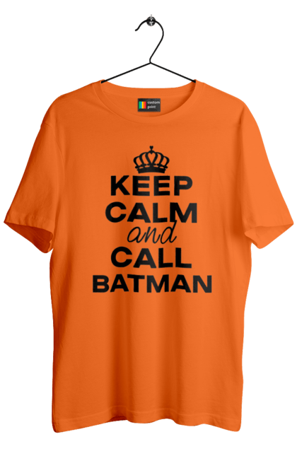Футболка чоловіча з принтом "Keep Calm and Call Batman чорна". Бетмен, з написами, зберігай спокій, меми, популярні, прикольні. 2070702