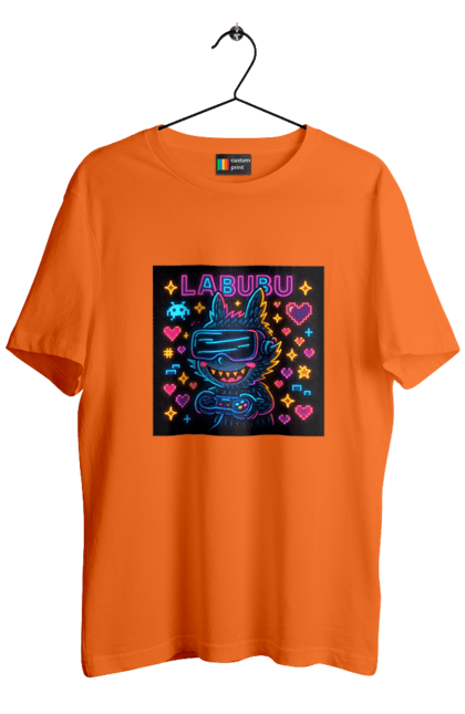 Футболка чоловіча з принтом "Лабубу". Vrочки, геймеркультура, геймпад, іконкиаркади, кіберарт, лабубу, неонгеймінг, піксельарт, ретроаркада, світиться. 2070702