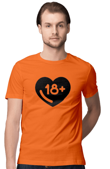 Men`s t-shirt with prints 18+. 18+, black, heart, prohibition, sex. 2070702