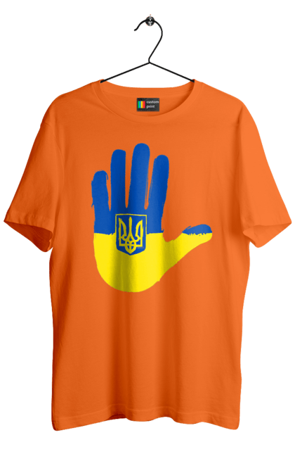 Футболка чоловіча з принтом "Долоня українця". Війна, герб україни, долоня українця, патріот, прапор, рука, україна, українець. Milkstore