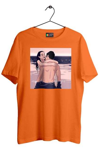 Футболка чоловіча з принтом "Парочка Обнімається В Річці". Голо, кохання, пара. 2070702