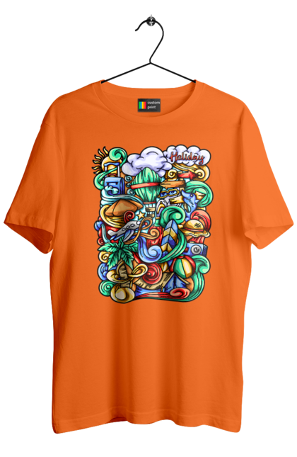 Футболка чоловіча з принтом "Канікули відпочинок арт". Відпочинок, канікули, літо, море, пляж, подорож. 2070702